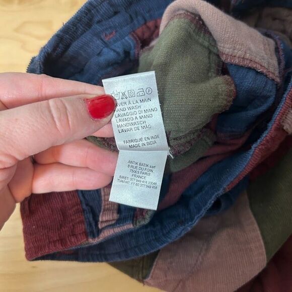 Antik Batik Womens Lamo Patchwork Corduroy Trousers Pants 38 S Straight Leg - Picture 11 of 13